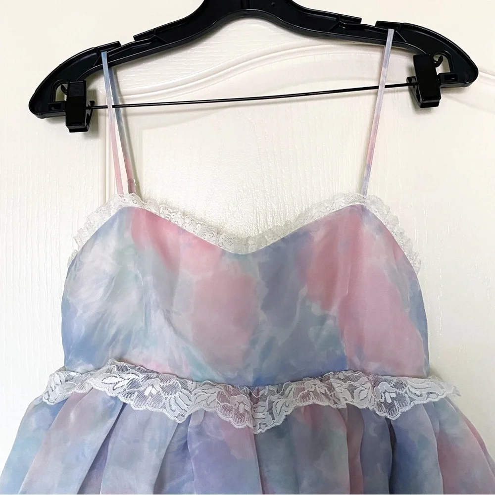 Selkie Dress Rosebud Puff Babydoll Organza Pastel Lace Mini Watercolor S NWT